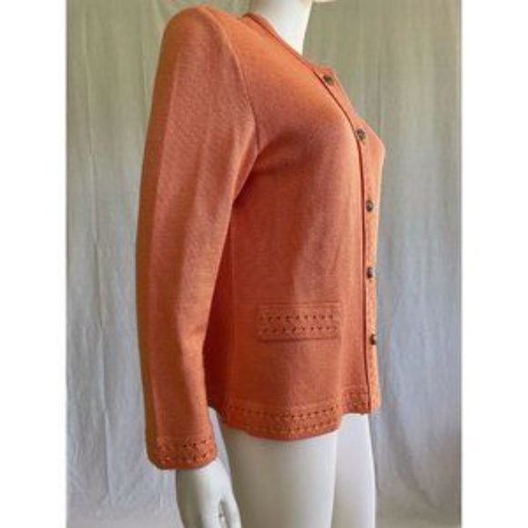 American Collection Women's Cardigan Sweater Orange Buttons Long Sleeves Size M - Picture 3 of 12